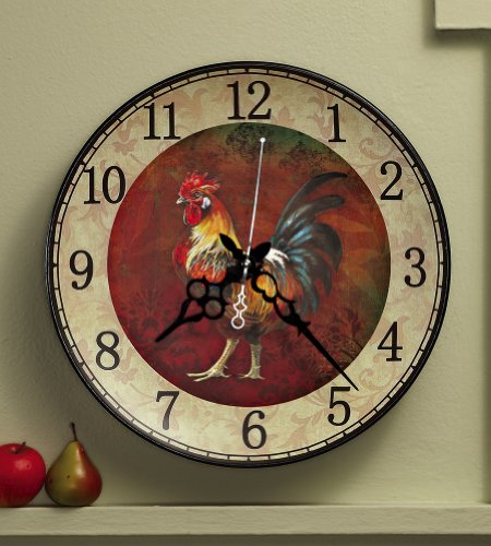 Vintage Look Farmhouse Rooster Kitchen Plate Wall Clock By Collections Etc