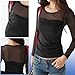 Allegra K Women Long Sleeve Slim Fit See Through Mesh Tops T-Shirts