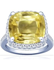 Platinum Cushion Cut Yellow Sapphire Fana Designer Ring