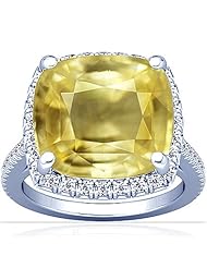 18K White Gold Cushion Cut Yellow Sapphire Fana Designer Ring