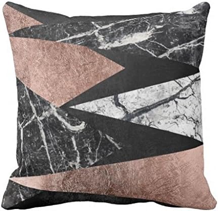 Elegant Modern Marble, Rose Gold, &amp; Black Triangle Throw pillow cover 16*16 cover 16*16