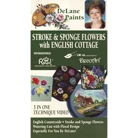 DeLane Paints,3 in one stroke & sponge flowers with English cottage technique video