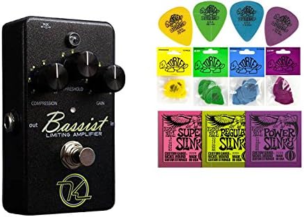 Keeley Electronics Bassist Compressor/Limiting Amplifier String Bundle w/ 2 free Items: Ernie Ball Guitar Strings, 1 Dozen Dunlop Tortex Picks
