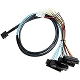 CableCreation Internal Mini SAS SFF-8643 to (4) 29pin SFF-8482 connectors with SATA Power ,1M