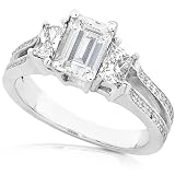 One of a Kind 1-1/2ctw Emerald Cut Diamond Three Stone Ring in 14kt White Gold (GH/VS-SI)