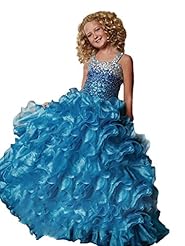 Girls Floor Length Organza Sequined Lace Crystals Crystal Beaded Pageant Dress/Party Dress 