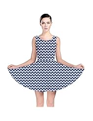 Polyester/Spandex Checkered Print Chevron Print Stretchy Skater Dress 