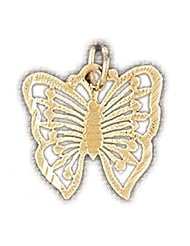 Dazzlers Solid 14k Gold Butterfly Charm Pendant Available in three colors from jewelsberry (weights: 0.7 grams only)