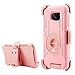 Galaxy S7 Edge Holster Case, BENTOBEN Hybrid Dual Layer Combo Armor Heavy Duty Rugged Protective S7 Edge Case with Built-in Rotating Kickstand Swivel Belt Clip Holster for Galaxy S7 Edge (Rose Gold)