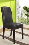 Set Of 2 Black Microfiber And Wood Parson Chairs