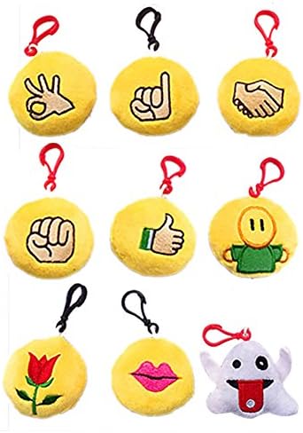 9Pcs New Style Mini Emoji Cushion Toy,Soft Emoji Keychain Toys Gift Bag Accessory Emoji Keychain-style 2
