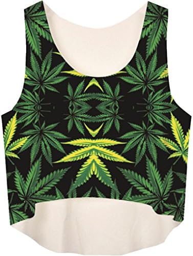 Eshoppingbay Women Causal Printed T-shirt Crop Tank Top DarkGreen Trees