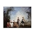 Embarrassing Proposition by Jean-Antoine Watteau. Art Print Poster FRAME IT.. 20 inches width by 16.25 inches height. Highest Quality Art Poster Print