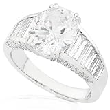 One of a Kind 4-7/8ctw Oval & Baguette Diamond Ring in 18kt White Gold