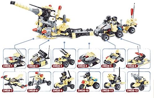 YoYoLuckman 12 Set 412Pcs War Military Facilities Collection Bricks Blocks Mini Vehicles and Fighters Compatible with Lego