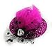 Rosallini Fuchsia Feather Decor Glittery Mini Top Hat Hair Clip for Ladies
