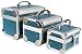 3 PC Blue Makeup Case Set