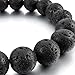 Men,Women's 12mm Energy Bracelet Link Wrist Energy Stone Lava Rock Black Buddha Mala Bead