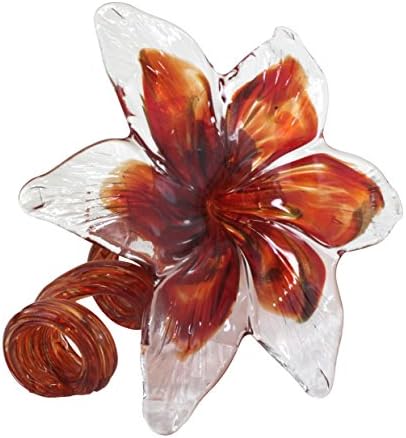 PA GLASS CO Hand Blown Decorative Candlestick Flower (Red)