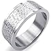 KONOV Mens Womens Stainless Steel Ring, English Lord's Prayer Cross 8mm Band, Silver