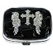 Cool Bling Pill Case with Angel Wings and Cross with Clear Rhinestones