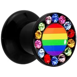 2 Gauge Rainbow Flag Acrylic Stash Plug