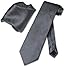 Vesuvio Napoli CHARCOAL GREY PAISLEY NeckTie Handkerchief Matching Neck Tie Set, Charcoal Grey Gray, One Size