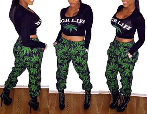 Massa Womens Two-pieces Top and Pant Set (S, Green)
