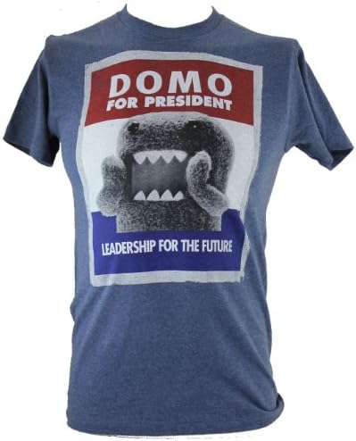 Domo (Everybody's Favorite Cuddly Japaneese Weirdo) Mens T-Shirt - Domo For President on Heather Blue (Large)