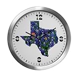 IMAGE OF Modern Wall Clock Bluebonnets Texas Shaped