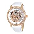 AK Anne Klein Women's 109154WTWT Automatic Swarovski Crystal Accented Rose Gold-Tone Leather Watch