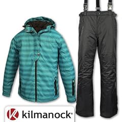 Kinderskianzug Snowboardanzug Skijacke Skihose Farbe: T�rkis / Schwarz Gr��e 176