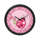 Pink Ladybug Wall Art Clock