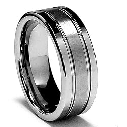 8MM High Polish / Matte Finish Men's Tungsten Ring Wedding Band Size 8