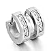 Men,Women's Stainless Steel Stud Hoop huggie Earrings CZ Silver Charm Elegant (with Gift Bag)