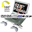 12.5 Inch Portable DVD Player with Built-in TV, Support MP3, DIVX, Jpeg, SD / MMC / USB Card Reader and 300 Games