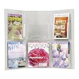 SAF5686CL Corner Wrap Display,6 Magazine Pockets,28-1/2x9x25,Clear