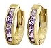 14k Solid Gold Amethyst Huggie Earrings title=