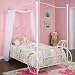 Powell Princess Emily Shabby Chic White with Pink Sand-Through Carriage Canopy Twin Size Bed