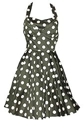 A-line Polka Dot Print Cotton/Spandex Sweetheart Vintage Halter  Dress