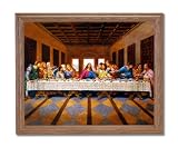 Jesus Christ The Last Supper Religious Picture Oak Framed Art Print