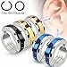 U2U Pair of 316L Surgical Stainless Steel Center Strip Color IP Non-Piercing Clip On Round Dome Earrings