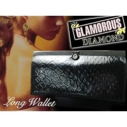 GLAMOROUS DIAMOND長財布 メタリック 黒 f0850757