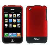 GTMax Red/Black Rubberized Slider Hard Cover Case for Apple Iphone 3Gs 3G S, 3G Smartphone