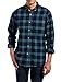 Mens 100% Cotton Flannel Shirt - [Navy-Green Plaid]- Medium