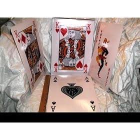 JUMBO SUPER LARGE PRINT POKER PLAYING CARDS, OVER 10 1/4" W x 14 1/2" L / Casino Blackjack Table Games, Gameroom Tournament Wall Art, Bar & Pub Decor, Dance Club & Wedding Party Contest Events, Movie Stage Props, Novelty Gaming Card Deck Collections and more