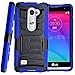 LG Escape 2 Case, LG Spirit LTE Case, Combo Rugged Shell Cover Holster with Built-in Kickstand and Holster Locking Belt Clip Blue + Circle(TM) Stylus Touch Screen Pen