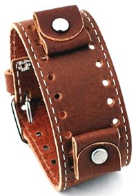 Nemesis #STH-B Brown Wide Leather Cuff Wrist Watch Band