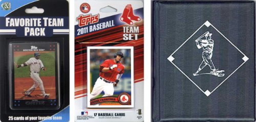 MLB Boston Red Sox Licensed 2011 Topps Team Set and Favorite Player Trading Cards Plus Storage Album