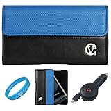 Blue & Black Portola Leather Holster Carrying Case with Fixed Belt-Clip and ....